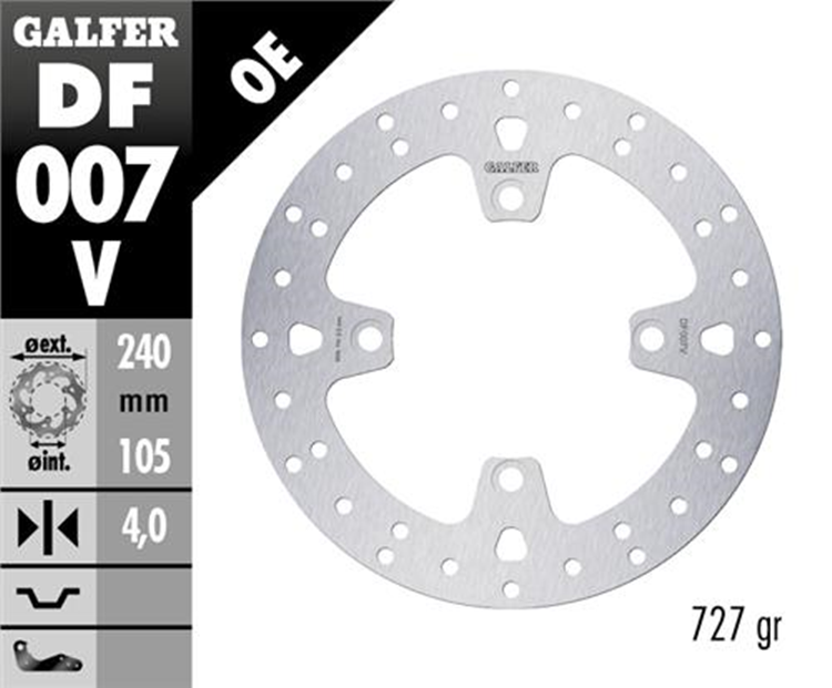 DISCO FRENO MOTO GALFER HONDA SH 125 240 X105 5MM 4T (NG 209)